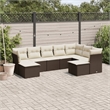 Afuera Living Contemporary 9 Piece Poly Rattan Sofa Set in Brown/Cream