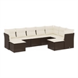 Afuera Living Contemporary 9 Piece Poly Rattan Sofa Set in Brown/Cream