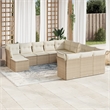 Afuera Living Contemporary 12 Piece Poly Rattan Sofa Set in Cream/Beige