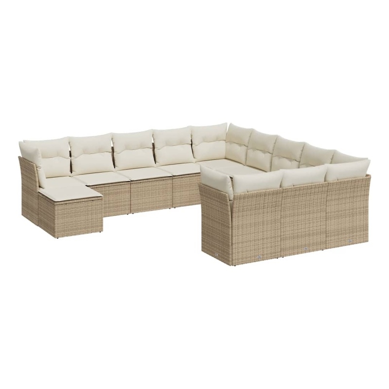 Afuera Living Contemporary 12 Piece Poly Rattan Sofa Set in Cream/Beige