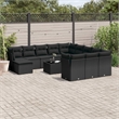 Afuera Living Contemporary 13 Piece Poly Rattan Sofa Set in Black