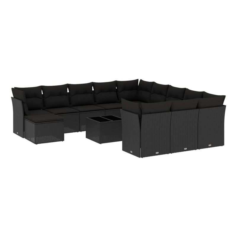 Afuera Living Contemporary 13 Piece Poly Rattan Sofa Set in Black