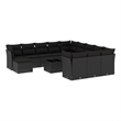 Afuera Living Contemporary 13 Piece Poly Rattan Sofa Set in Black