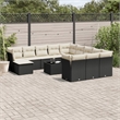 Afuera Living Contemporary 13 Piece Poly Rattan Sofa Set in Black/Cream