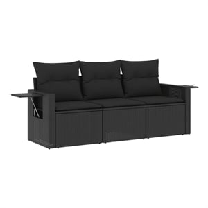 Afuera Living Contemporary 3 Piece Steel Small Sofa Set in Black
