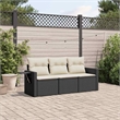 Afuera Living Contemporary 3 Piece Poly Rattan Sofa Set in Black/Cream