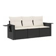 Afuera Living Contemporary 3 Piece Poly Rattan Sofa Set in Black/Cream