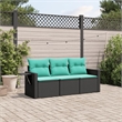 Afuera Living 3 Piece Poly Rattan Large Sofa Set in Black/Blue