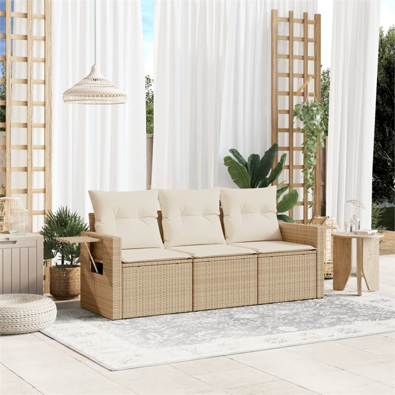 Afuera Living Contemporary Synthetic Poly Rattan  Sofa Set in Beige