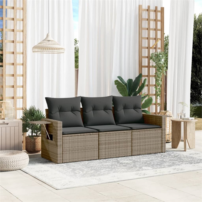 Afuera Living Contemporary Synthetic Poly Rattan Sofa Set in Gray