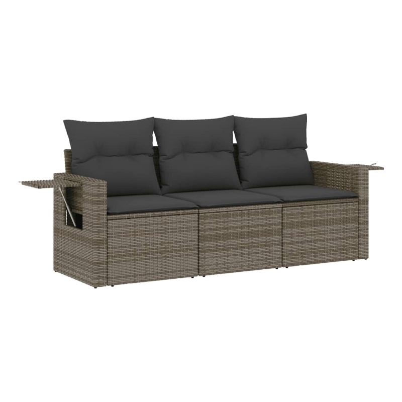Afuera Living Contemporary Synthetic Poly Rattan Sofa Set in Gray