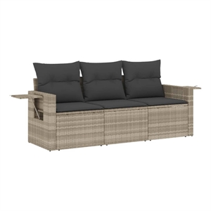 Afuera Living Contemporary 3 Piece Poly Rattan Sofa Set in Gray