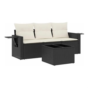Afuera Living Contemporary 4 Piece Steel Medium Sofa Set in Black