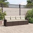 Afuera Living Contemporary 4 Piece Poly Rattan Sofa Set in Brown/Cream
