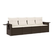 Afuera Living Contemporary 4 Piece Poly Rattan Sofa Set in Brown/Cream