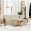 Afuera Living Contemporary Synthetic Poly Rattan 5 Piece Large Sofa Set in Beige