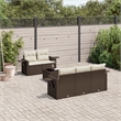 Afuera Living Contemporary 6 Piece Poly Rattan Sofa Set in Brown