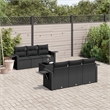Afuera Living Contemporary 7 Piece Poly Rattan Sofa Set in Black