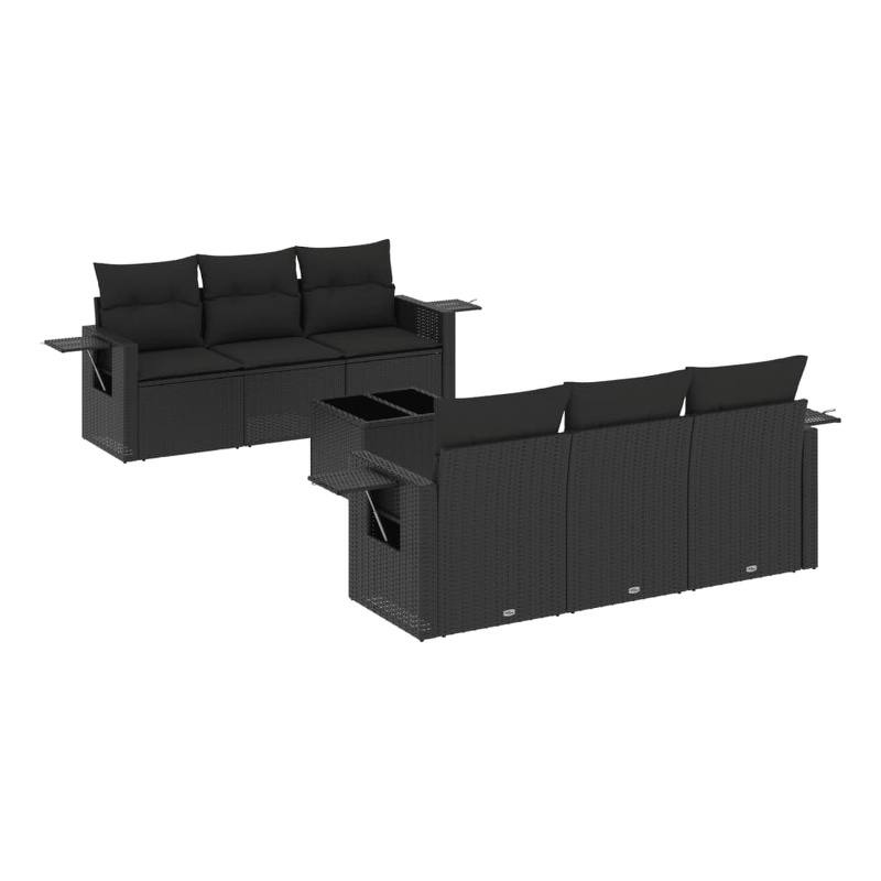 Afuera Living Contemporary 7 Piece Poly Rattan Sofa Set in Black