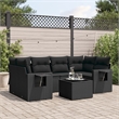 Afuera Living Contemporary 7 Piece Poly Rattan Sofa Set in Black