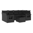 Afuera Living Contemporary 7 Piece Poly Rattan Sofa Set in Black