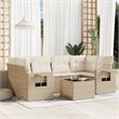 Afuera Living Contemporary 7 Piece Poly Rattan Sofa Set in Beige