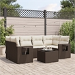 Afuera Living Contemporary 7 Piece Poly Rattan Sofa Set in Brown/Cream