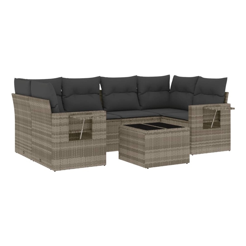 Afuera Living Contemporary 7 Piece Poly Rattan Sofa Set in Gray