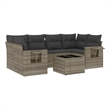 Afuera Living Contemporary 7 Piece Poly Rattan Sofa Set in Gray