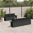 Afuera Living Contemporary 8 Piece Poly Rattan Sofa Set in Black