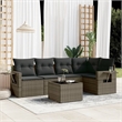 Afuera Living Contemporary 6 Piece Poly Rattan Large Sofa Set in Gray