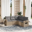 Afuera Living Contemporary 5 Piece Poly Rattan Sofa Set in Beige