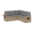 Afuera Living Contemporary 5 Piece Poly Rattan Sofa Set in Beige