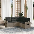 Afuera Living Contemporary Synthetic Poly Rattan 5 Piece  Sofa Set in Gray