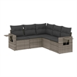 Afuera Living Contemporary Synthetic Poly Rattan 5 Piece  Sofa Set in Gray