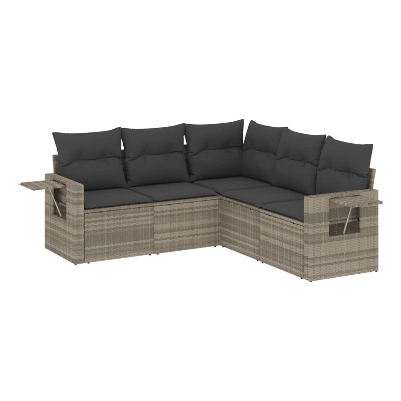 Afuera Living Contemporary 5 Piece Poly Rattan Sofa Set in Gray