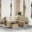 Afuera Living Contemporary 6 Piece Poly Rattan Sofa Set in Beige