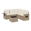 Afuera Living Contemporary 6 Piece Poly Rattan Sofa Set in Beige