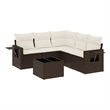 Afuera Living Contemporary Synthetic Poly Rattan 6 Piece Sofa Set in Brown