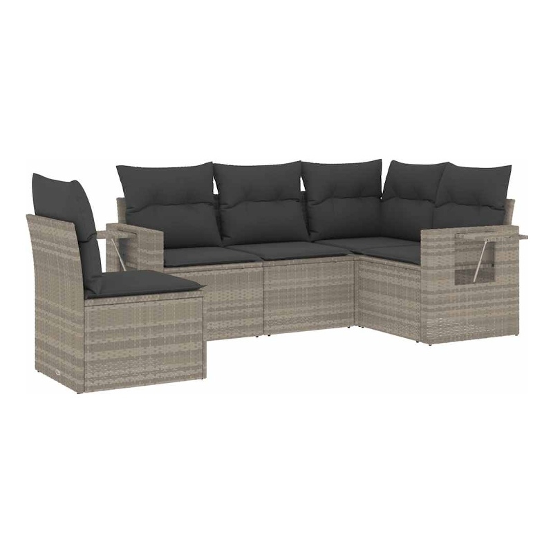 Afuera Living Contemporary 5 Piece Poly Rattan Sofa Set in Gray