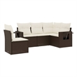 Afuera Living 5 Piece Poly Rattan Small Sofa Set in Brown/Cream