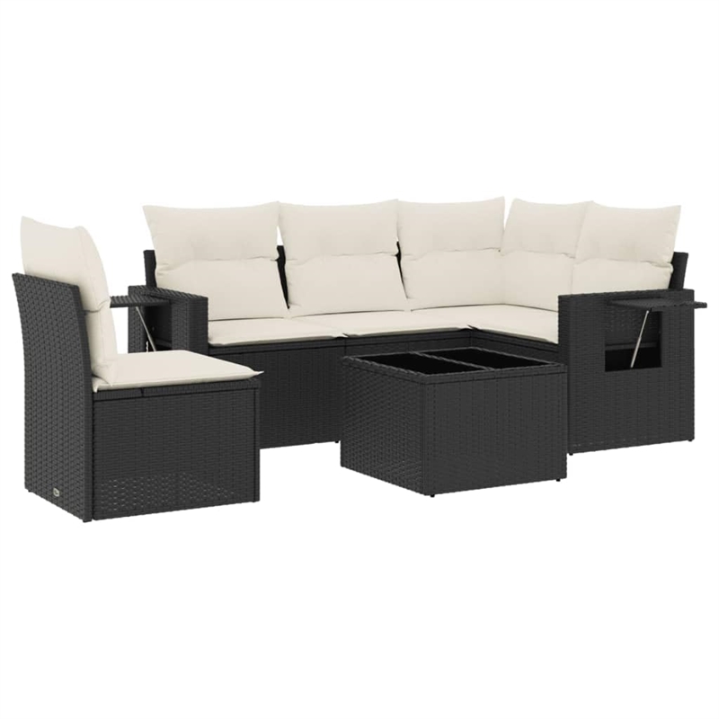 Afuera Living Contemporary 6 Piece Poly Rattan Sofa Set in Black