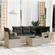 Afuera Living Contemporary 6 Piece Poly Rattan Large Sofa Set in Gray