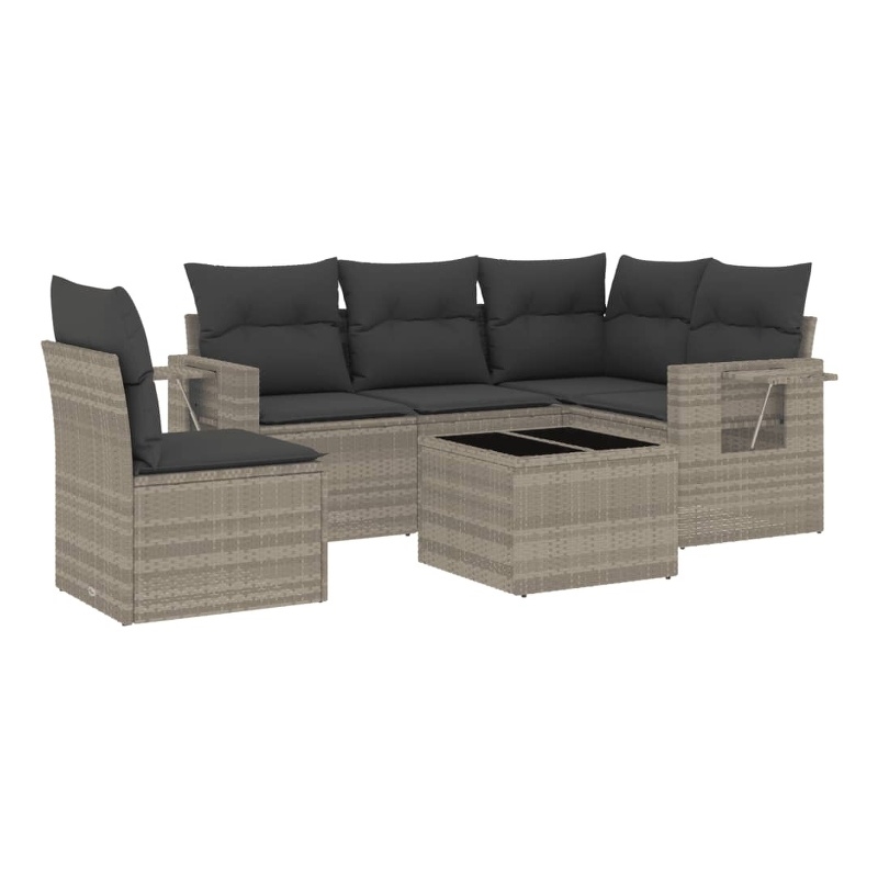 Afuera Living Contemporary 6 Piece Poly Rattan Large Sofa Set in Gray