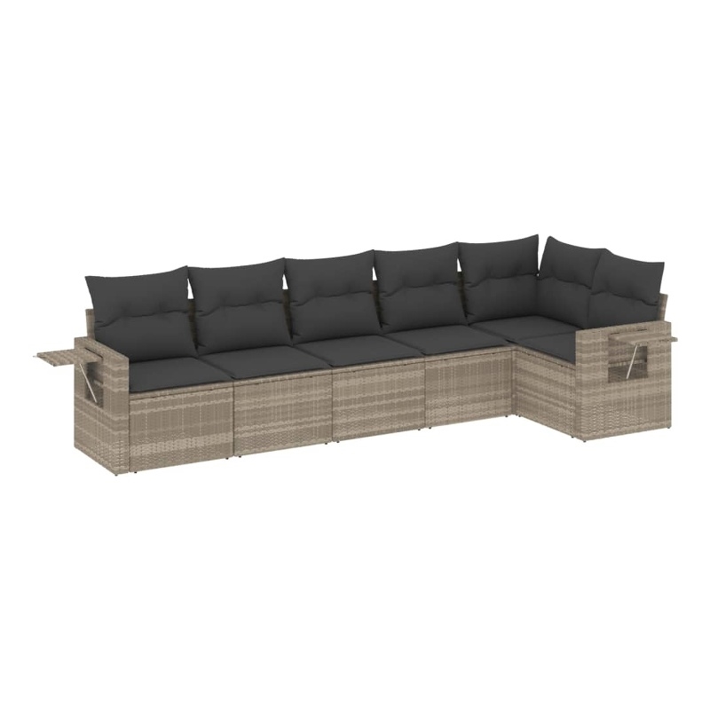 Afuera Living Contemporary 6 Piece Poly Rattan Sofa Set in Gray