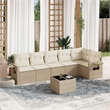 Afuera Living Contemporary 7 Piece Poly Rattan Sofa Set in Beige