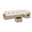 Afuera Living Contemporary 7 Piece Poly Rattan Sofa Set in Beige