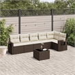 Afuera Living Contemporary 7 Piece Poly Rattan Sofa Set in Brown/Cream
