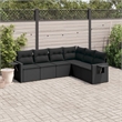 Afuera Living Contemporary Synthetic Poly Rattan 6 Piece  Sofa Set in Black