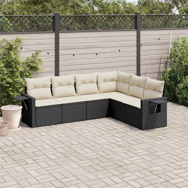 Afuera Living Contemporary 6 Piece Poly Rattan Sofa Set in Black